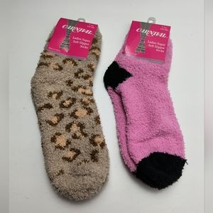 Carnival Ladies Super Soft Slipper Socks Bundle Of 2 Brown Animal Print/…